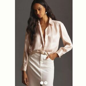 Anthropologie Silky Iridescent Buttondown Shirt